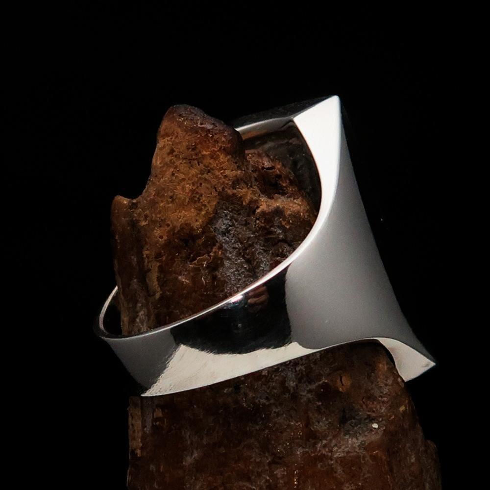 Excellent crafted Men's Musician Ring Treble Clef Symbol Black - Sterling Silver