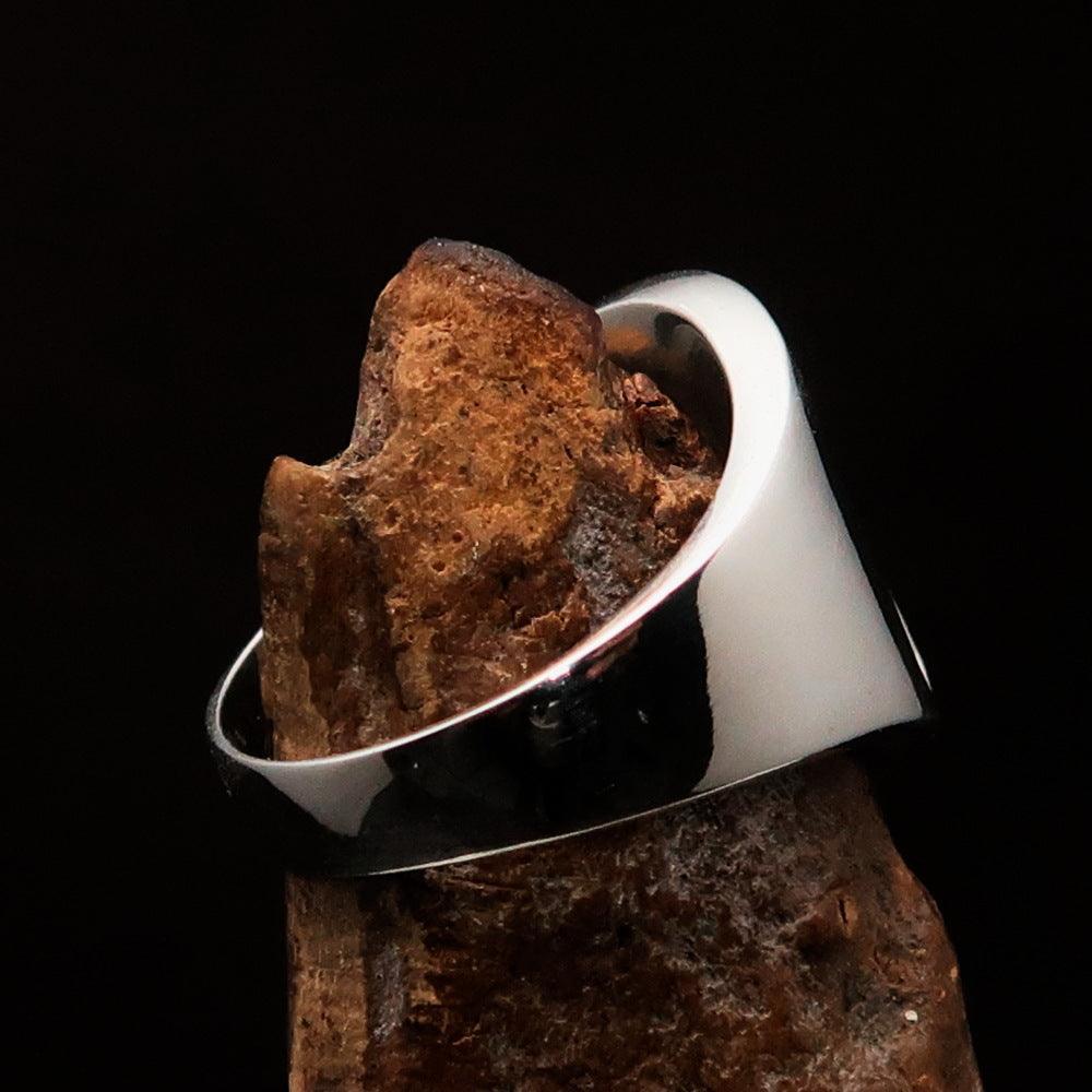 Excellent crafted Men's wild Bull Buffalo Ring - Mirror Polished Sterling Silver