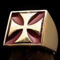 Perfectly crafted Men's Biker Ring Iron Cross Red - Solid Brass