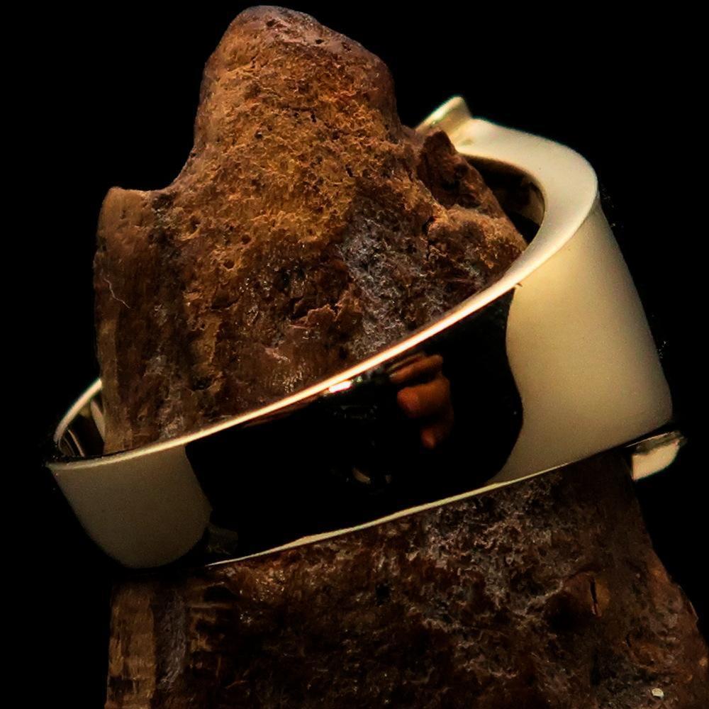 Mirror polished Men's Brass Initial Ring one bold Letter J