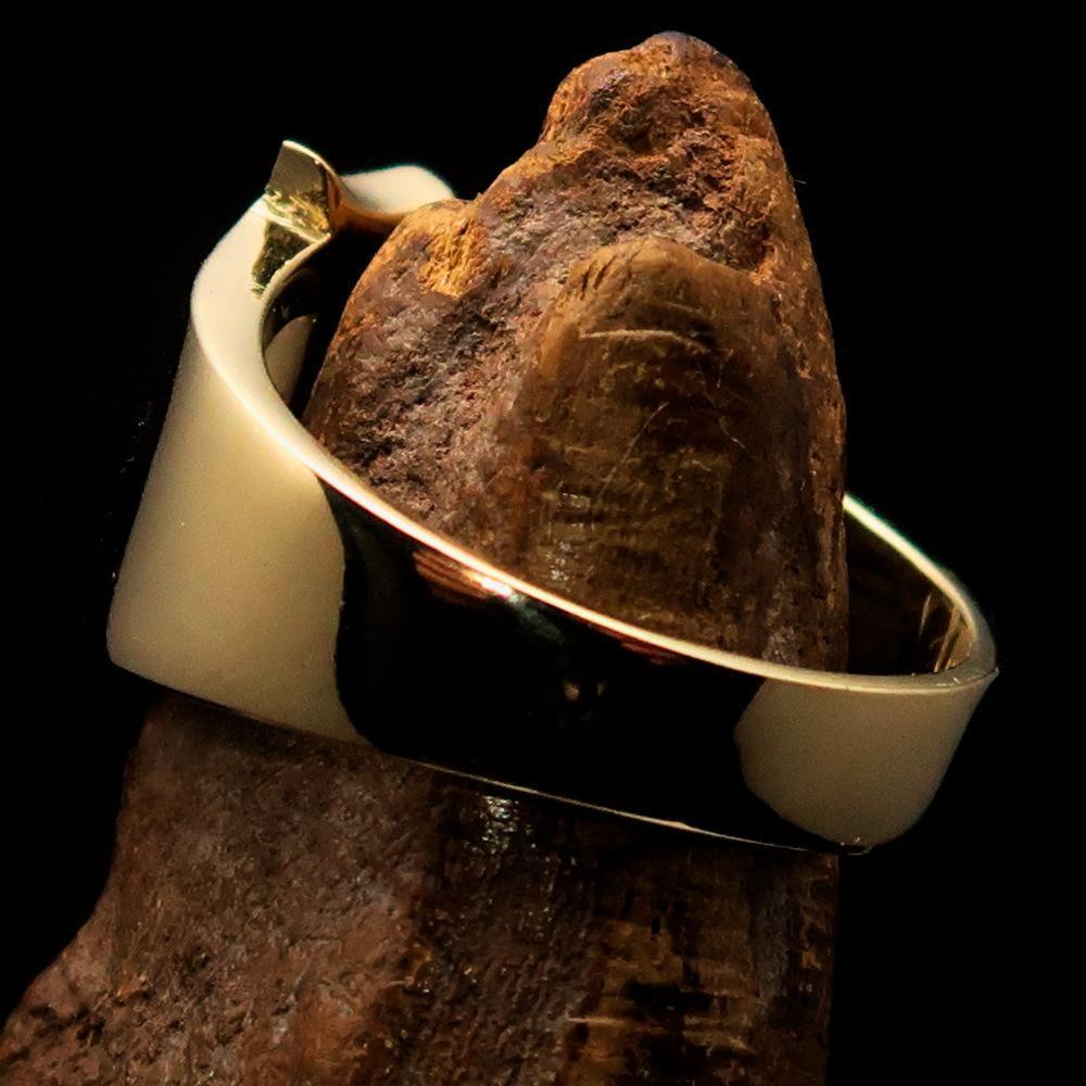 Mirror polished Men's Brass Initial Ring one bold Letter J