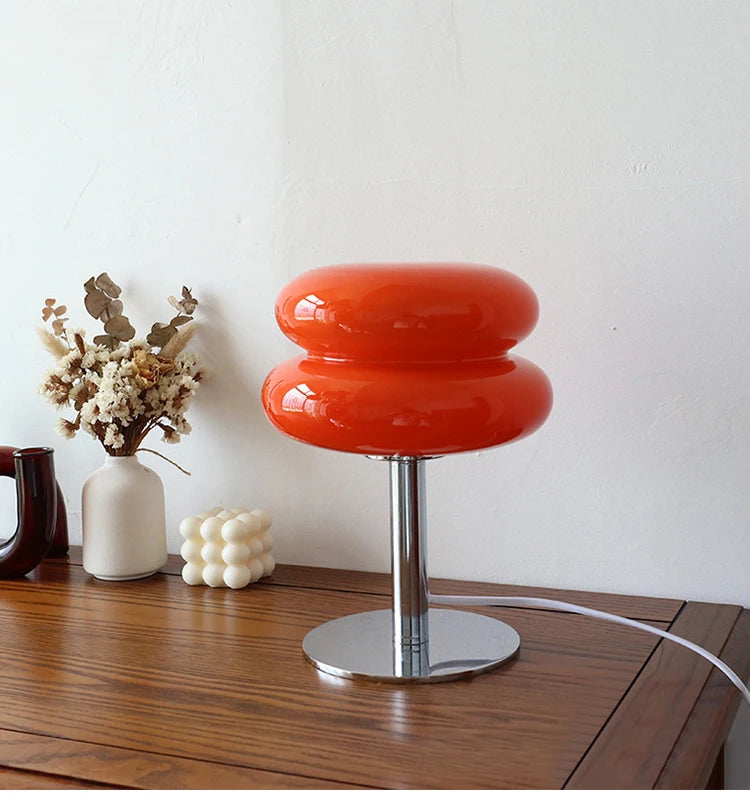 Macaron Glass Table Lamp – Trichromatic Dimming, E27 Bulb, Bedroom & Living Room Decor