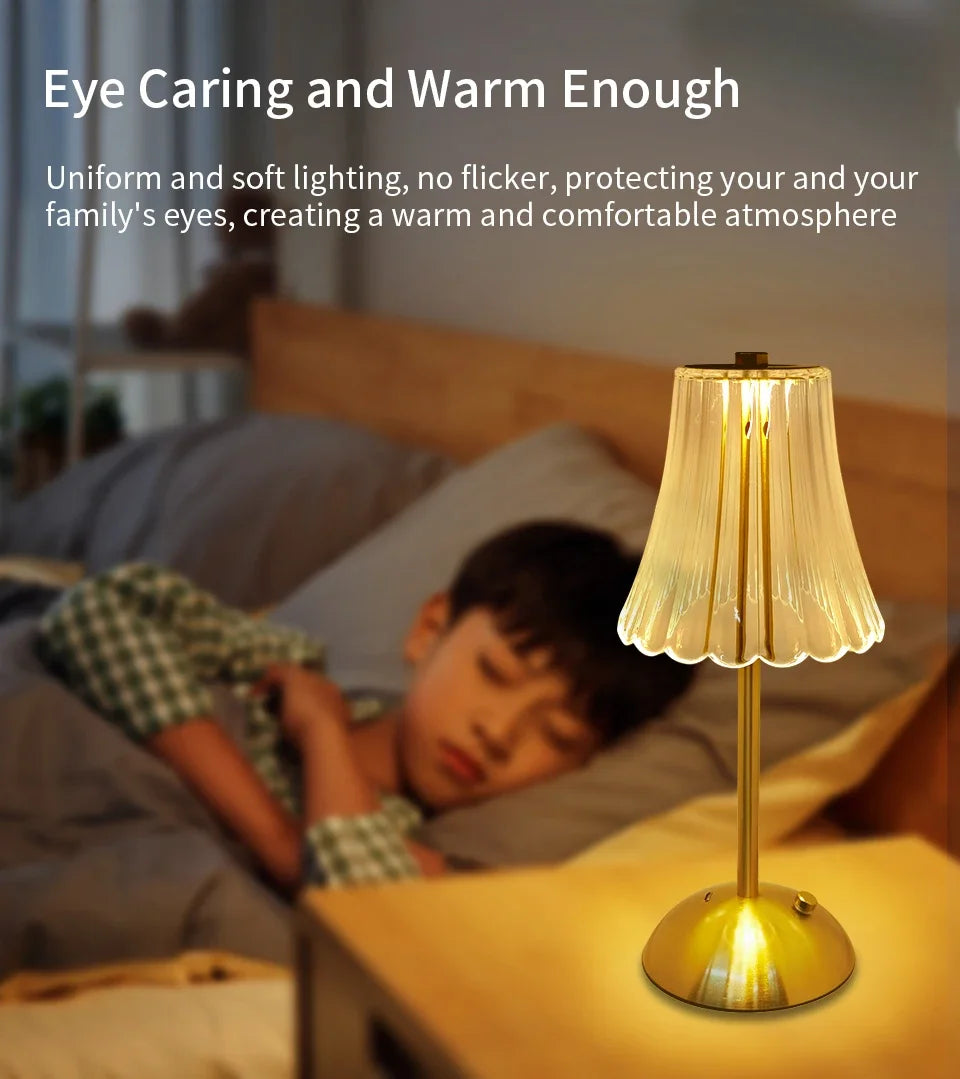 LED Touch Sensor Table Lamp – Dimmable, Rechargeable Wireless Night Light for Bedroom & Bar