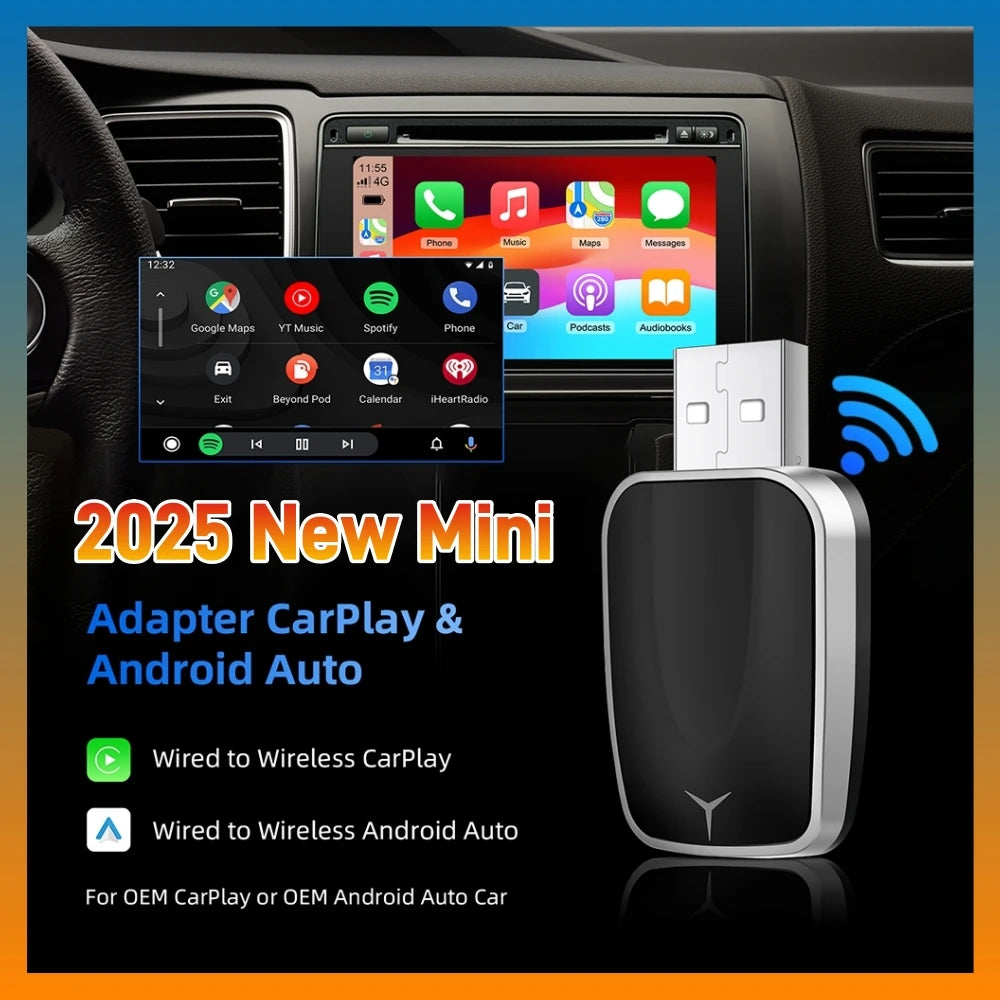 Wireless Carplay Adapter Android Auto Wireless Smart Dongle 2in1 For Volvo Benz Audi Kia Hyundai VW Mazda Cadillac MG Peugeot
