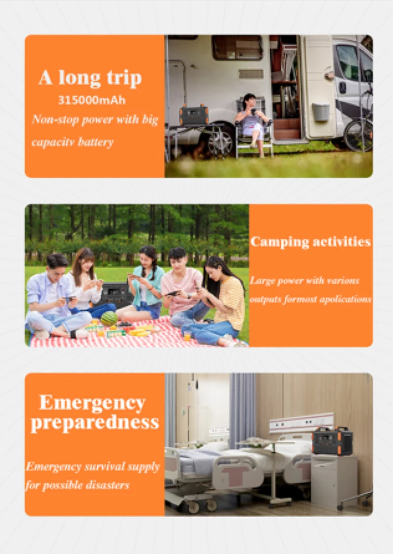 Portable Power Station 3000W LiFePO4 Solar Generator with Fast Charging & Pure Sine Wave Inverter