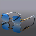 Retro Rimless Sunglasses – Gradient Mirror Lens, Metal Frame, Unisex