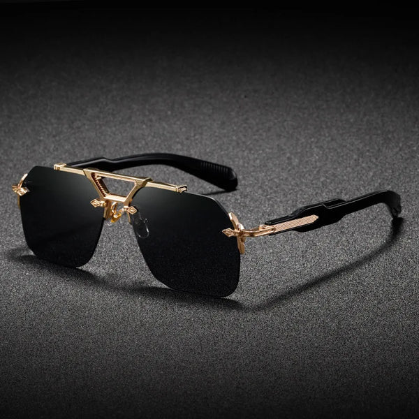 Square Rimless Sunglasses – UV400, Metal Frame, Oversized