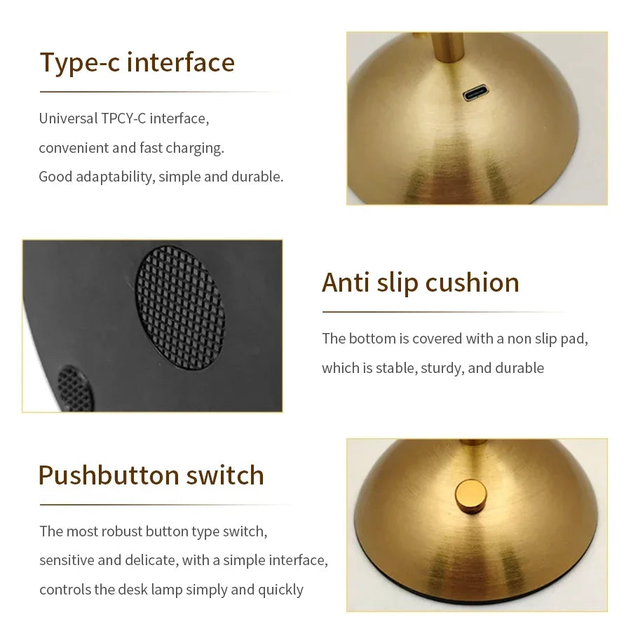 LED Touch Sensor Table Lamp – Dimmable, Rechargeable Wireless Night Light for Bedroom & Bar