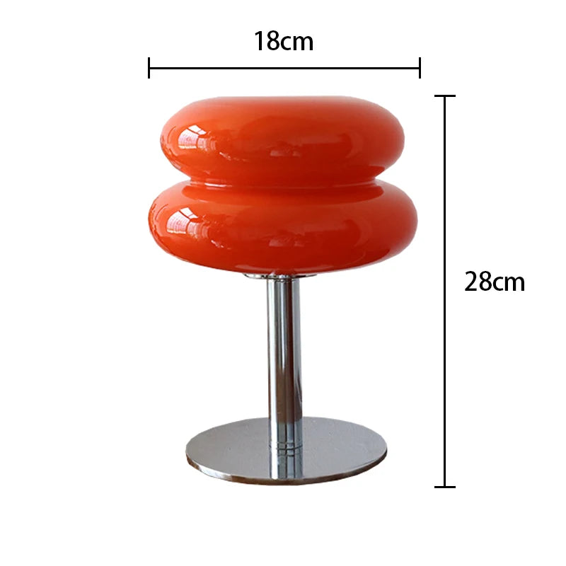 Macaron Glass Table Lamp – Trichromatic Dimming, E27 Bulb, Bedroom & Living Room Decor