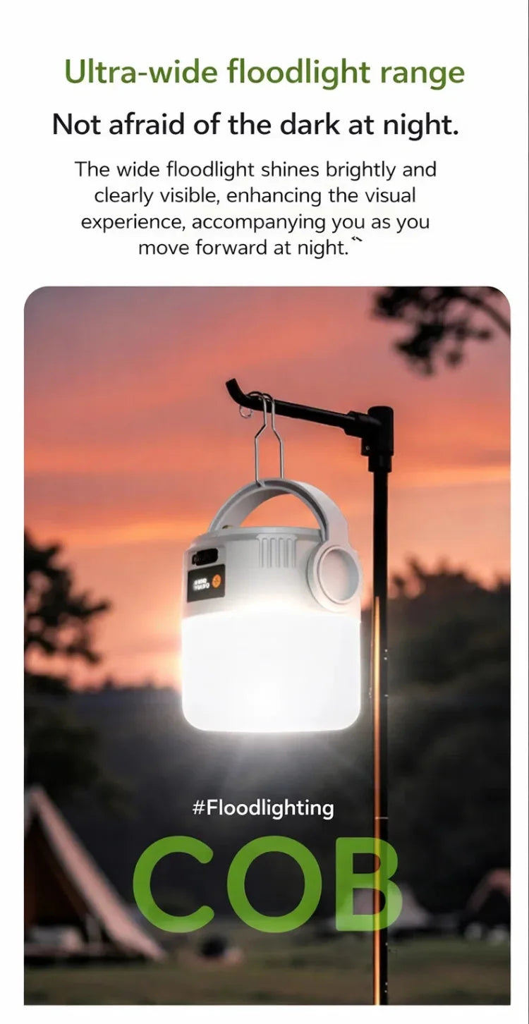 Solar lantern in backpack hiking lifestyle
