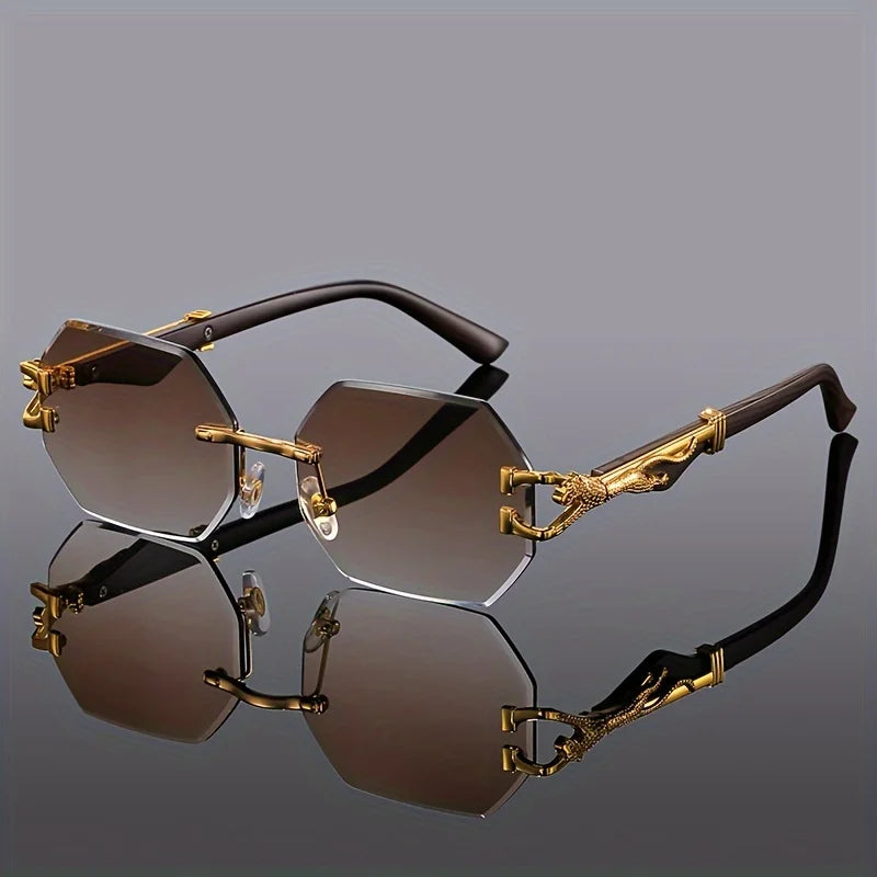 Retro Rimless Sunglasses – Gradient Mirror Lens, Metal Frame, Unisex