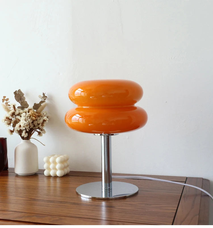 Macaron Glass Table Lamp – Trichromatic Dimming, E27 Bulb, Bedroom & Living Room Decor