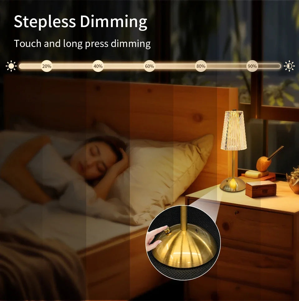 LED Touch Sensor Table Lamp – Dimmable, Rechargeable Wireless Night Light for Bedroom & Bar