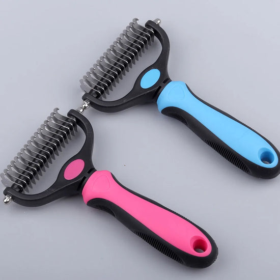 Dog brush handle ergonomic grip detail