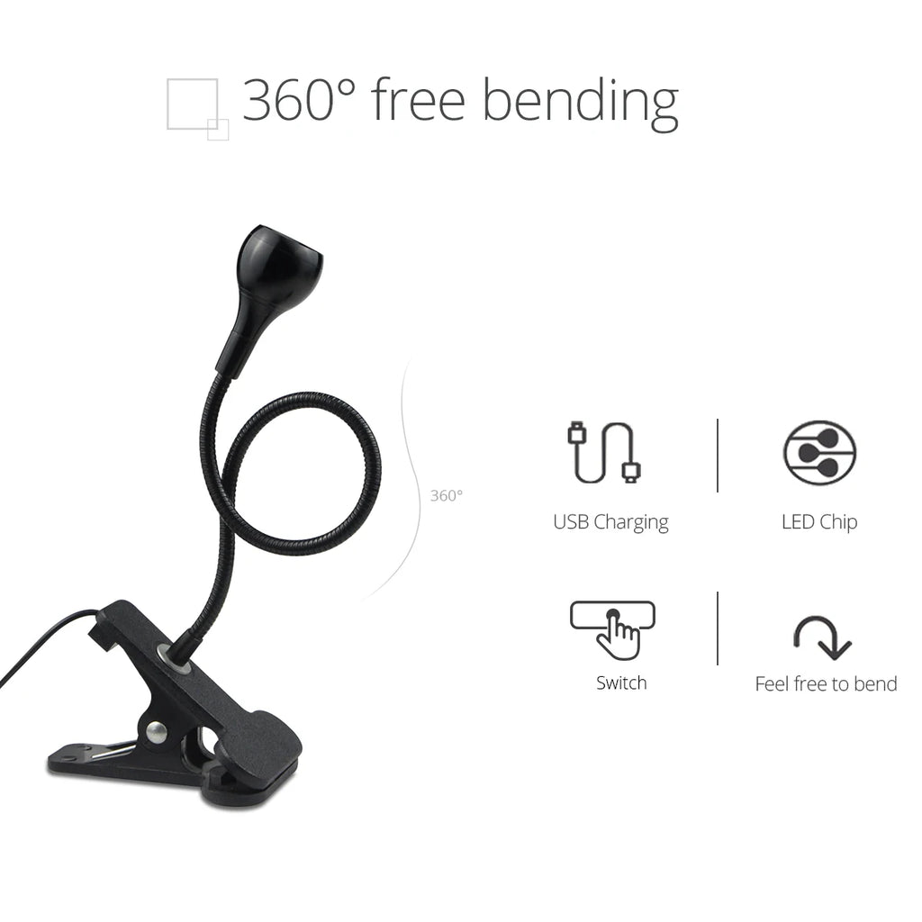 Flexible USB Clip Table Lamp – Gooseneck LED Reading Light for Desk & Bedside