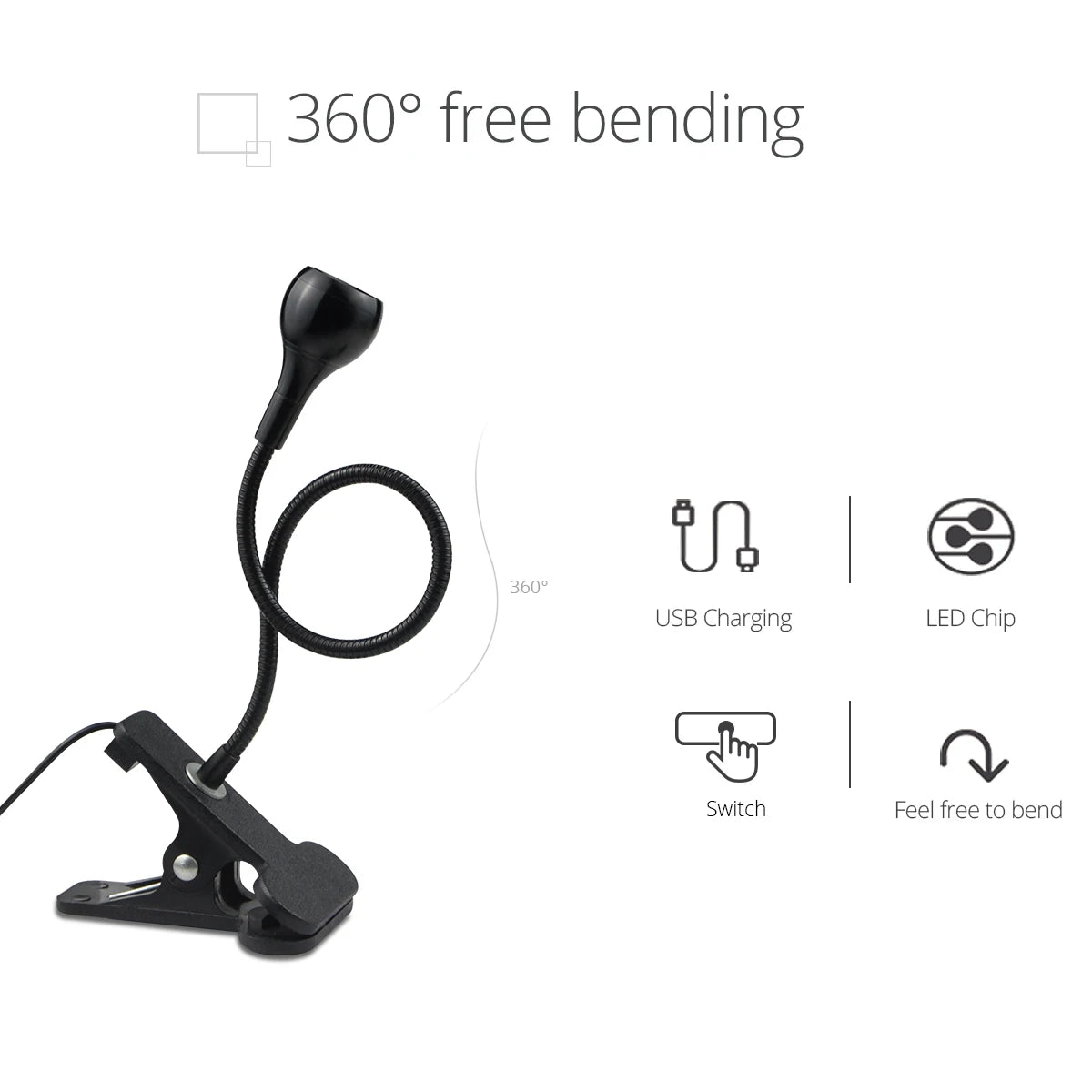 Flexible USB Clip Table Lamp – Gooseneck LED Reading Light for Desk & Bedside