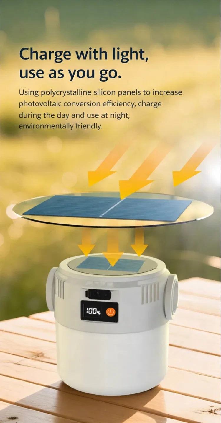 Portable camping lantern fully extended