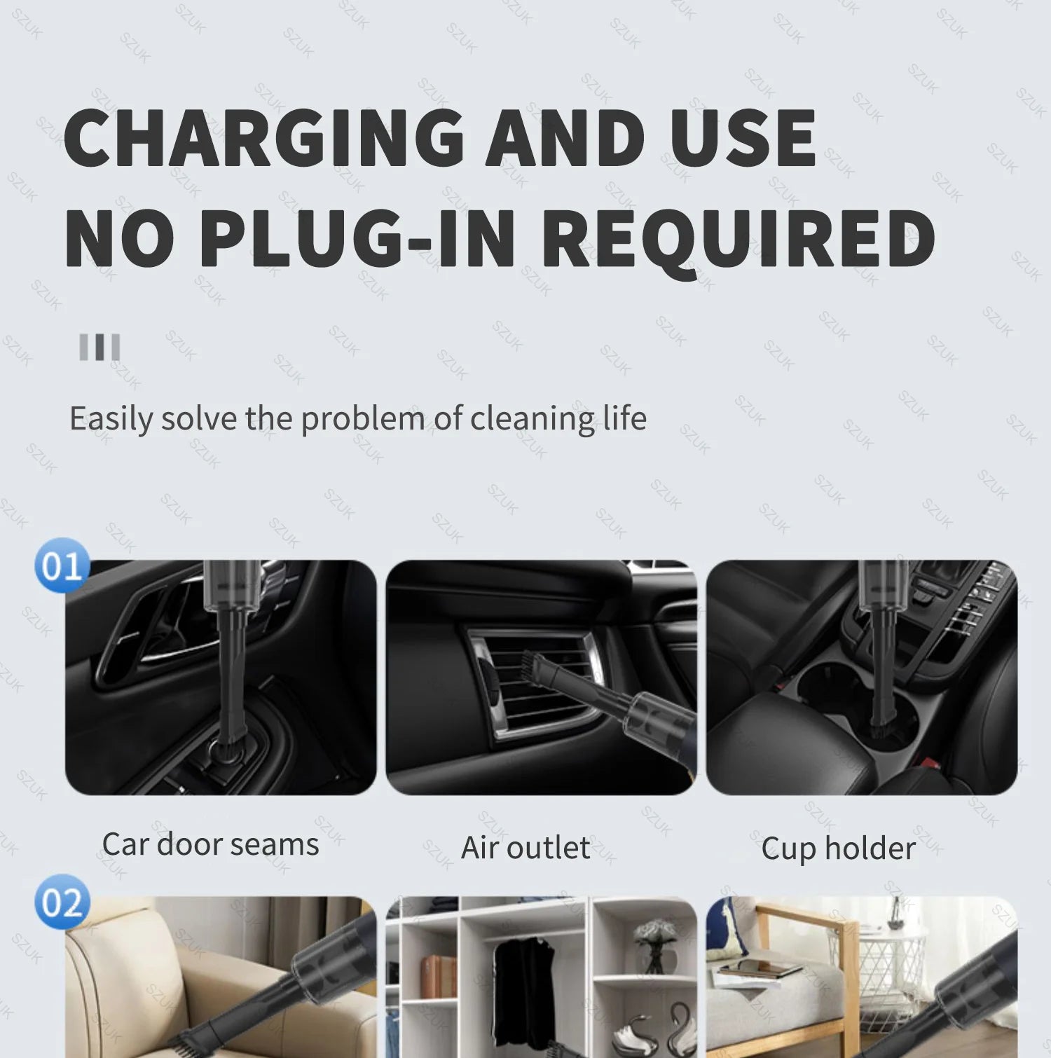 Portable Wireless Car Vacuum Cleaner – Handheld 98000PA