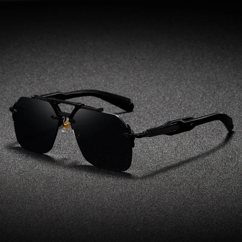 Square Rimless Sunglasses – UV400, Metal Frame, Oversized