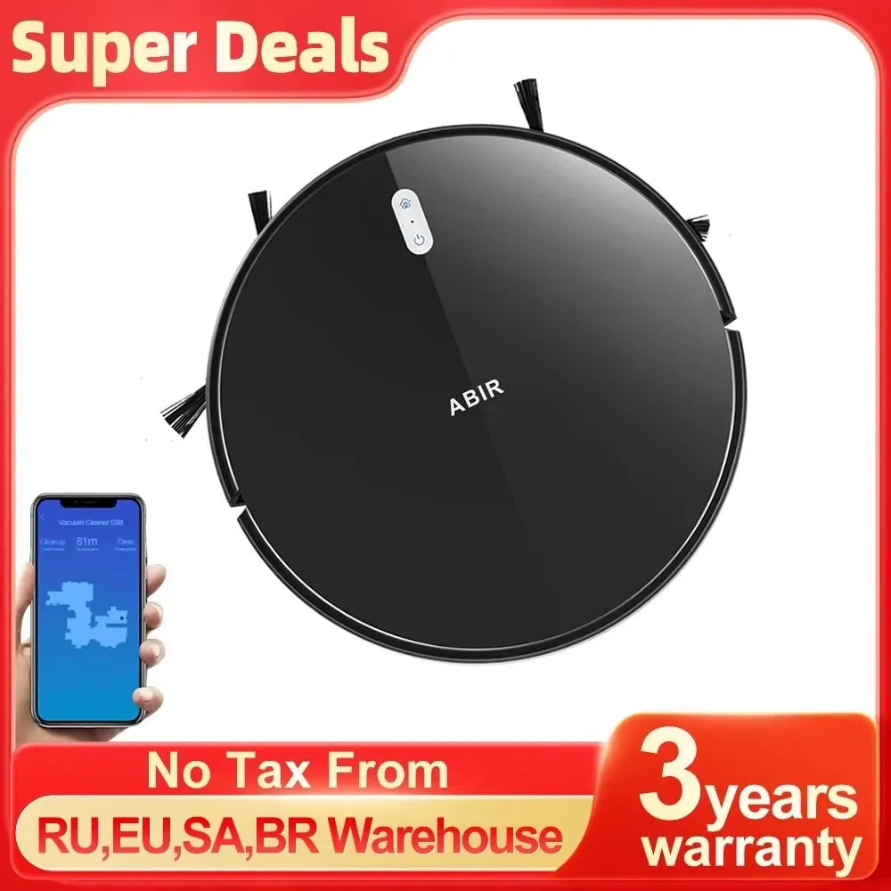 Smart Robot Vacuum Cleaner – 6000Pa Suction, Wi-Fi App Control, Auto Recharge, Pet Hair & Hard Floor Cleaning