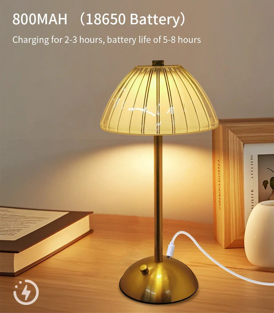 LED Touch Sensor Table Lamp – Dimmable, Rechargeable Wireless Night Light for Bedroom & Bar