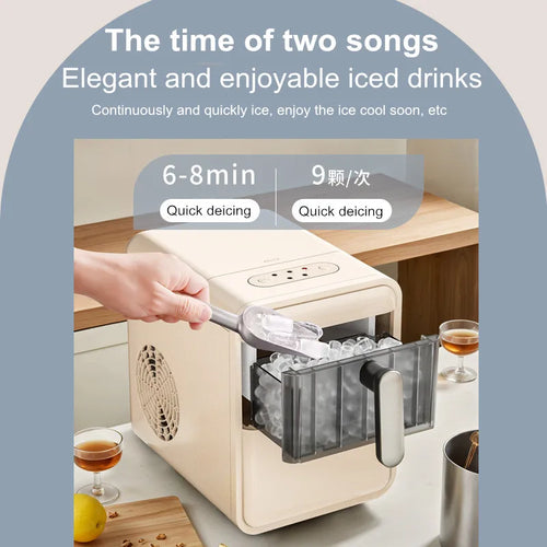 15KG/Day Portable Ice Maker Machine - Mini Countertop for Home/Dorm/Office, Auto Shut-Off, Perfect for Coffee/Tea Shop (White)