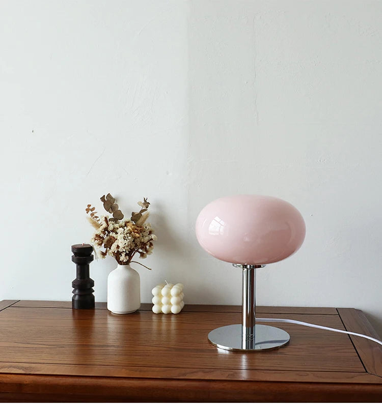 Macaron Glass Table Lamp – Trichromatic Dimming, E27 Bulb, Bedroom & Living Room Decor
