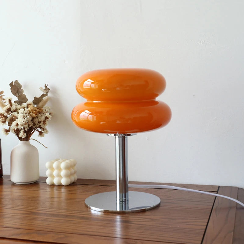 Macaron Glass Table Lamp – Trichromatic Dimming, E27 Bulb, Bedroom & Living Room Decor
