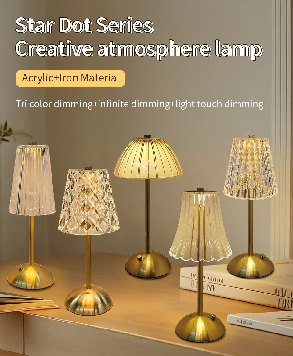 LED Touch Sensor Table Lamp – Dimmable, Rechargeable Wireless Night Light for Bedroom & Bar