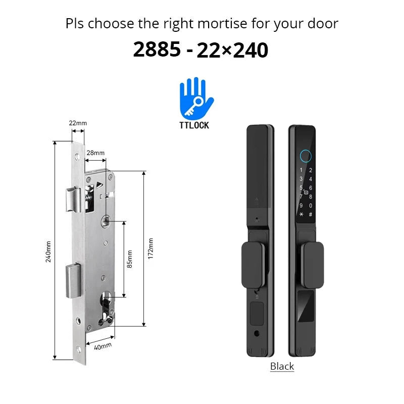 Smart Waterproof Sliding Door Lock with Bluetooth App Control