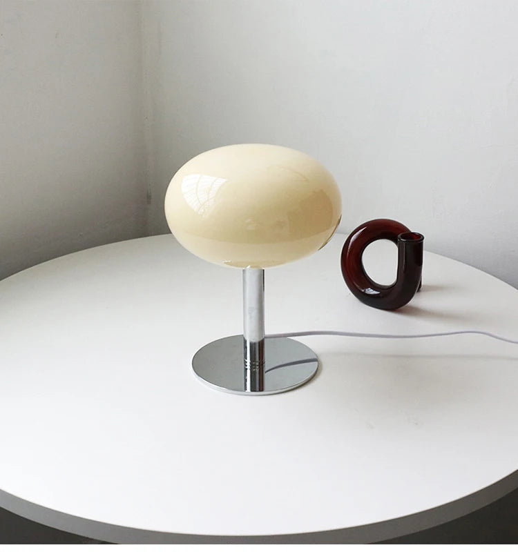 Macaron Glass Table Lamp – Trichromatic Dimming, E27 Bulb, Bedroom & Living Room Decor