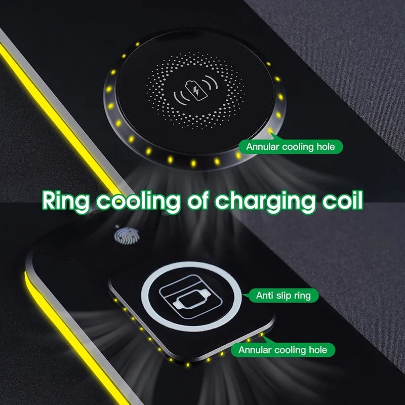 3-in-1 Wireless Charging Mouse Pad XL – RGB, 15W, 80x30cm