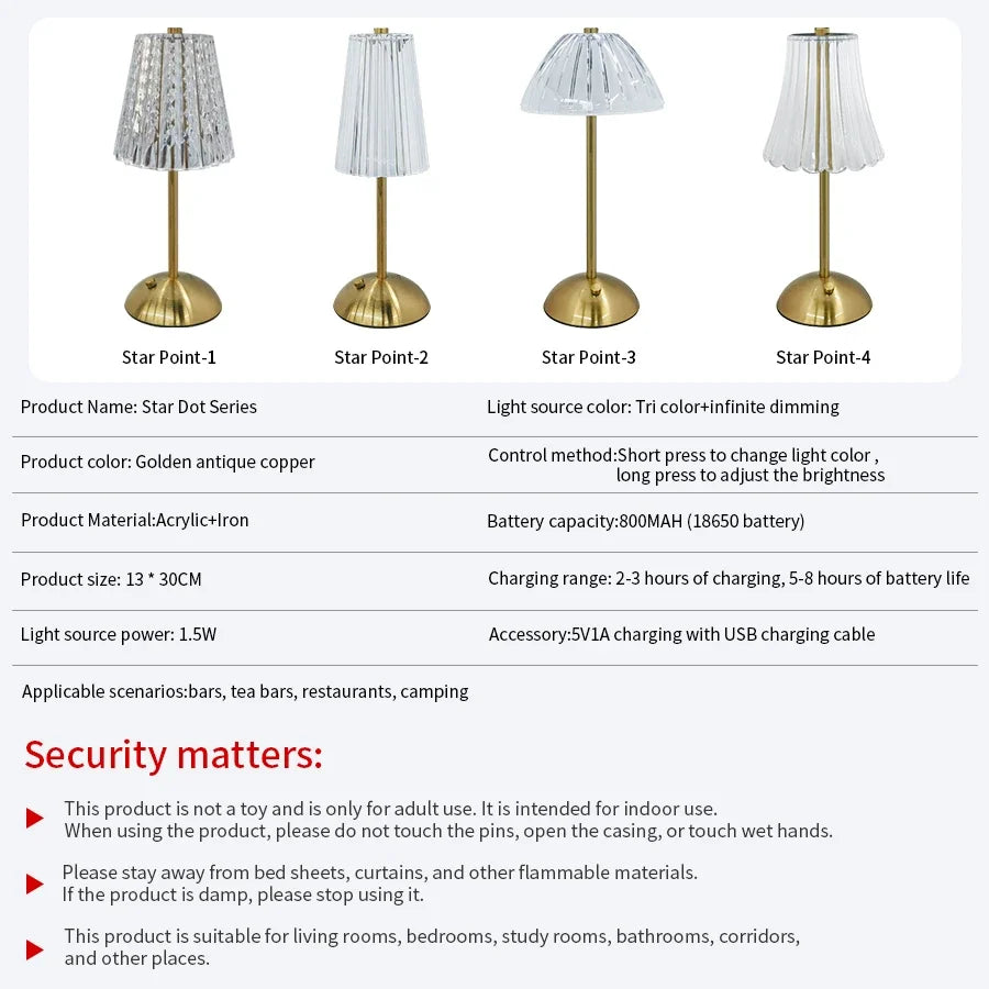 LED Touch Sensor Table Lamp – Dimmable, Rechargeable Wireless Night Light for Bedroom & Bar