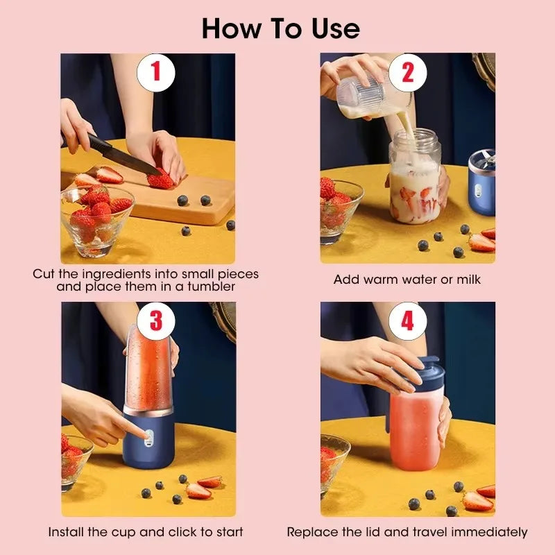 Portable USB Blender – 6-Blade Personal Juicer Cup