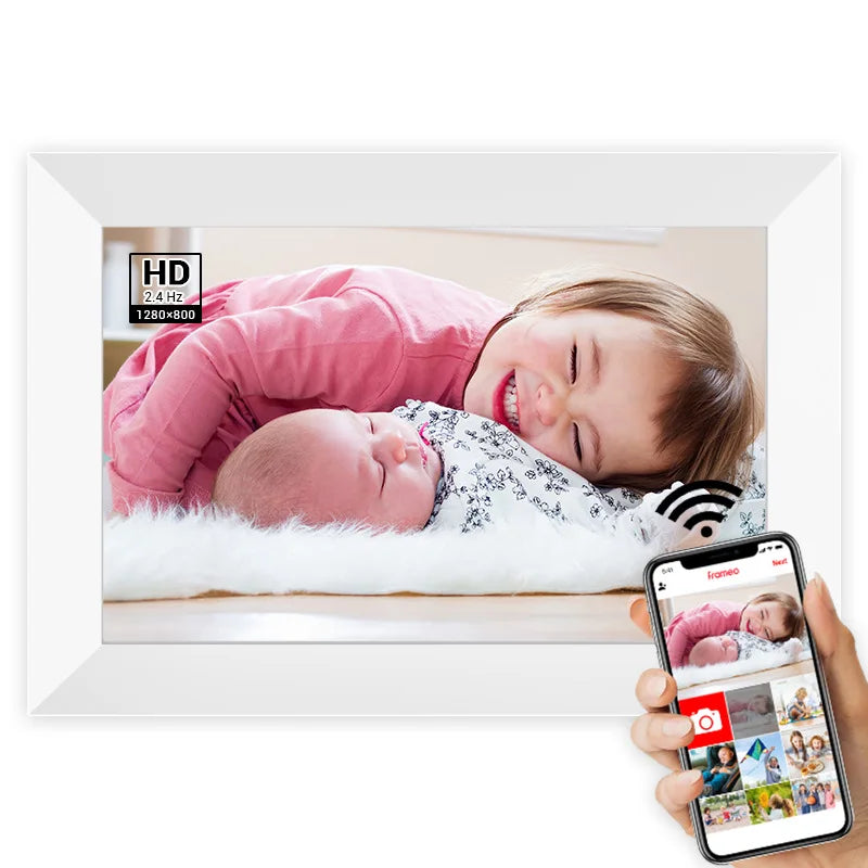 Frameo Digital Photo Frame,10.1 Inch WiFi Smart Digital Picture Frame with HD IPS Touch Screen,Auto-Rotate,Send Pictures from An