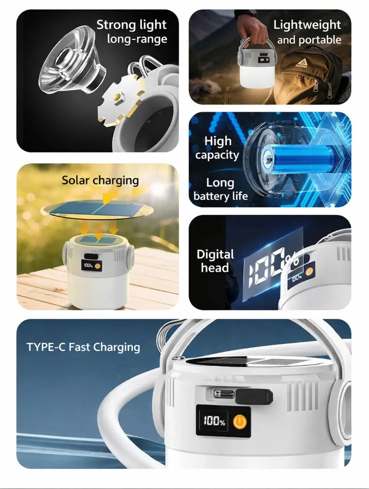 Solar lantern hook and handle view