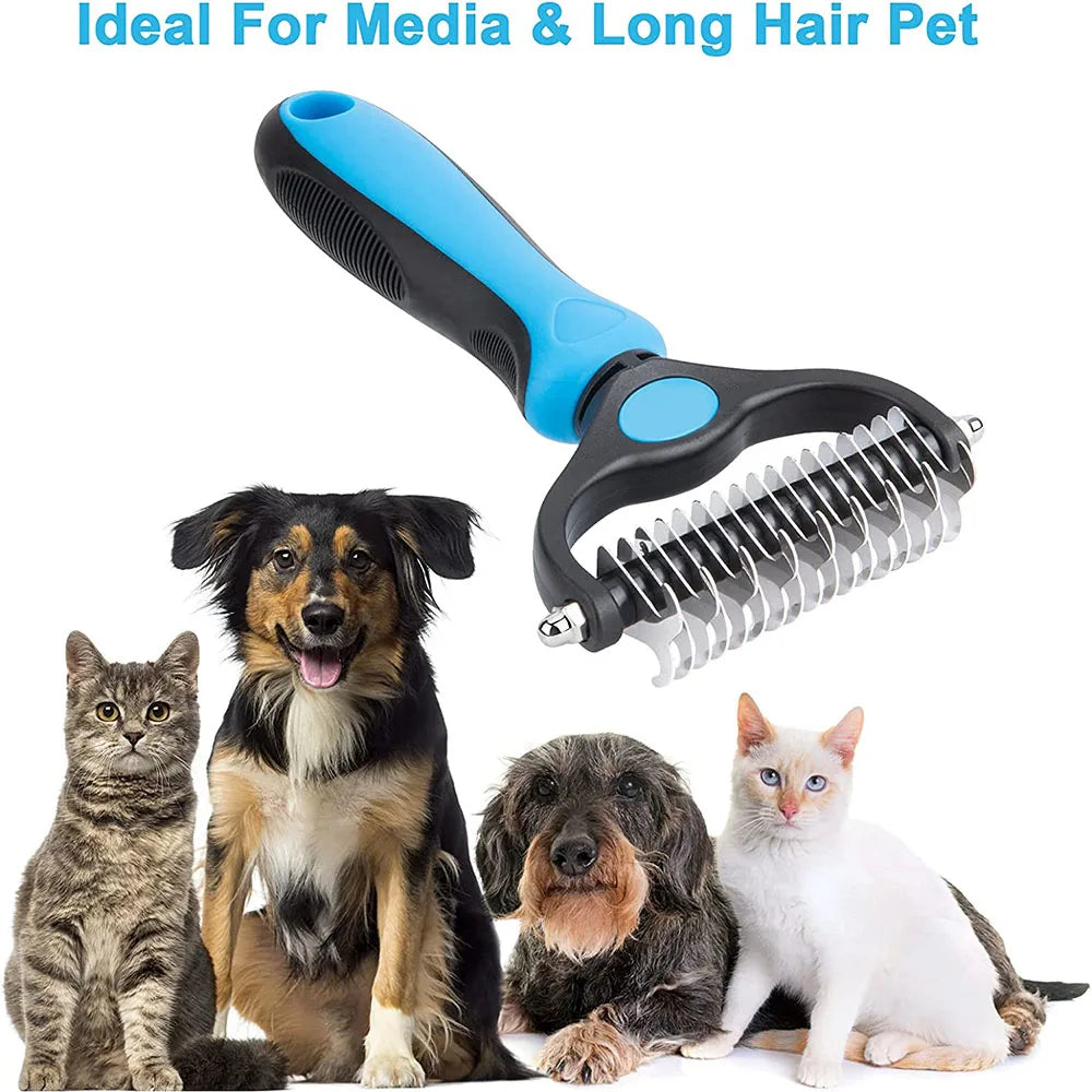 Pet dematting comb both sides shown
