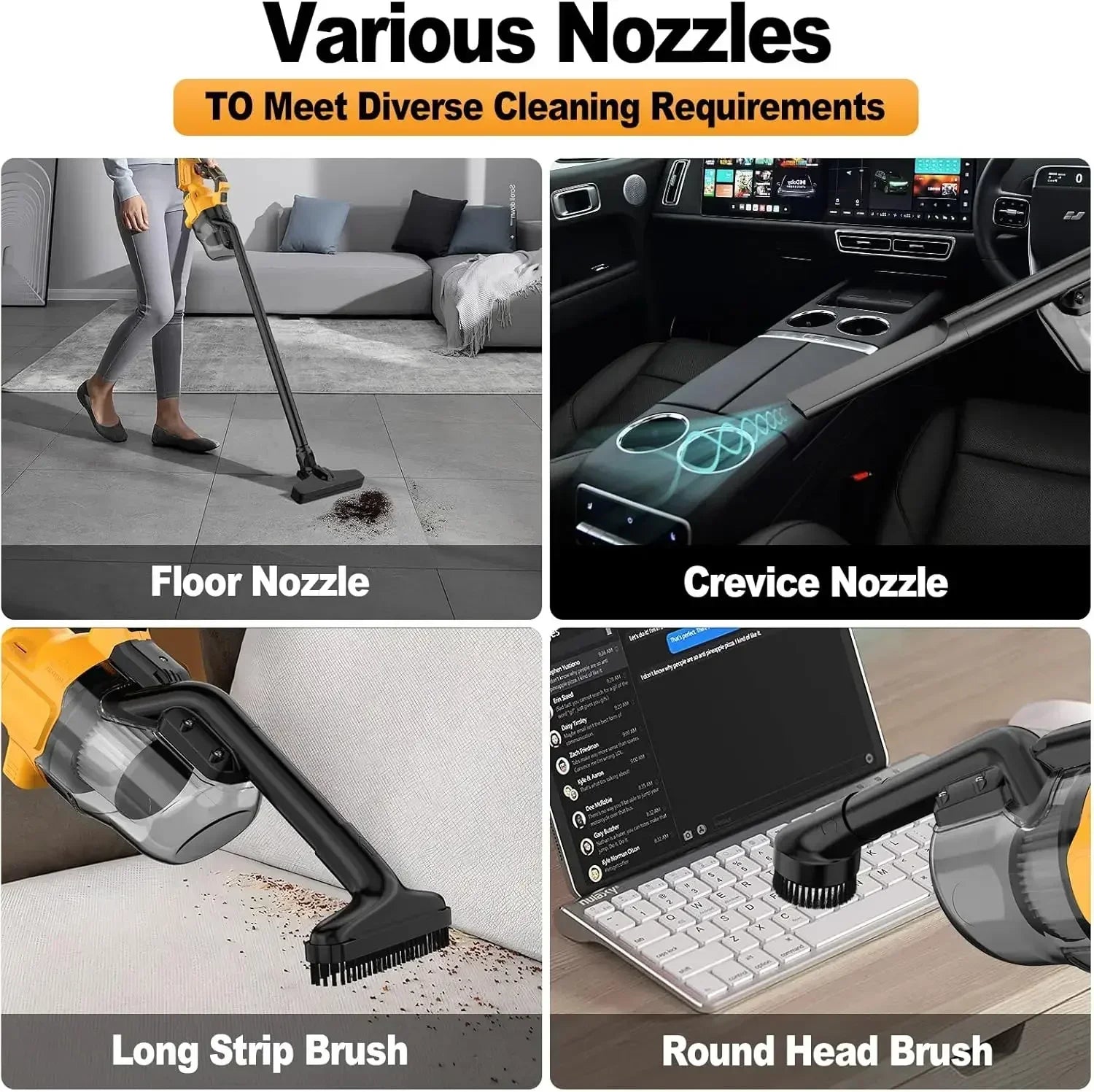 Cordless Handheld Vacuum Cleaner – 100AW Suction, HEPA Filter