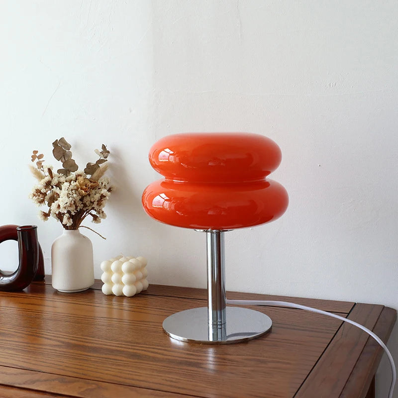Macaron Glass Table Lamp – Trichromatic Dimming, E27 Bulb, Bedroom & Living Room Decor