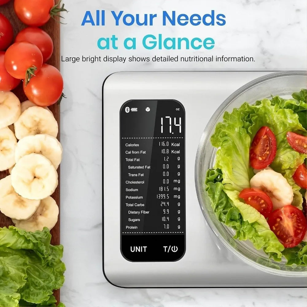Smart Digital Kitchen Scale – 19 Nutrients Tracker, 10kg