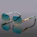 Retro Rimless Sunglasses – Gradient Mirror Lens, Metal Frame, Unisex