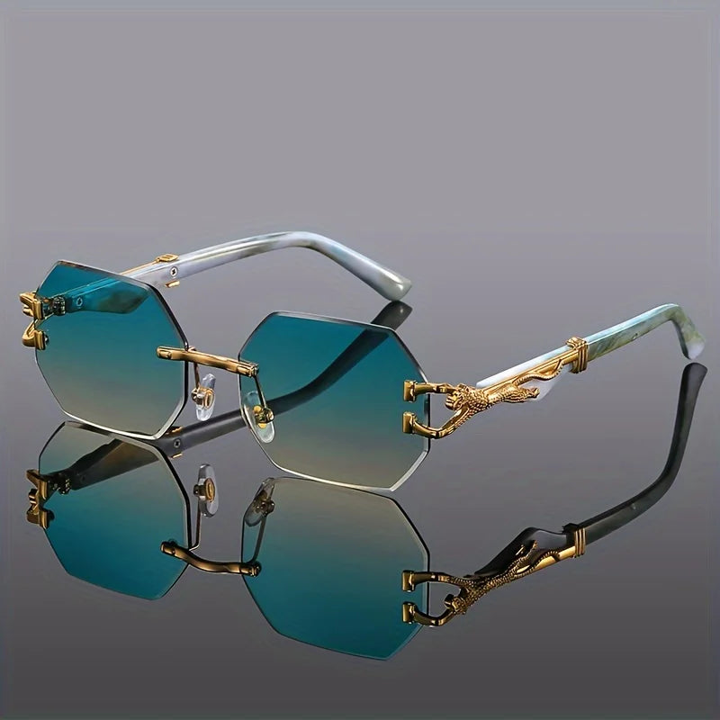 Retro Rimless Sunglasses – Gradient Mirror Lens, Metal Frame, Unisex