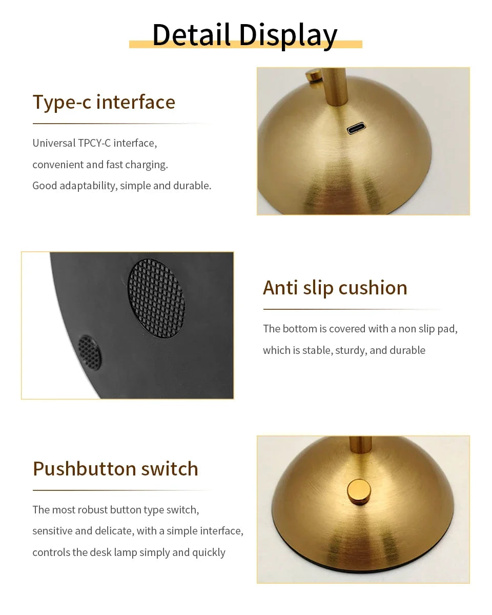 LED Touch Sensor Table Lamp – Dimmable, Rechargeable Wireless Night Light for Bedroom & Bar