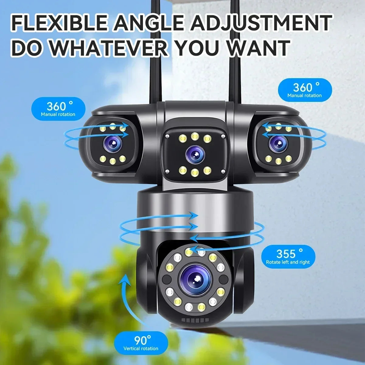 4-Lens Smart WiFi Security Camera with Color Night Vision