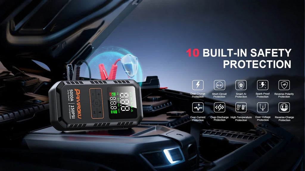 Car battery booster safety features diagram