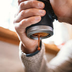 Picopresso portable espresso maker in use