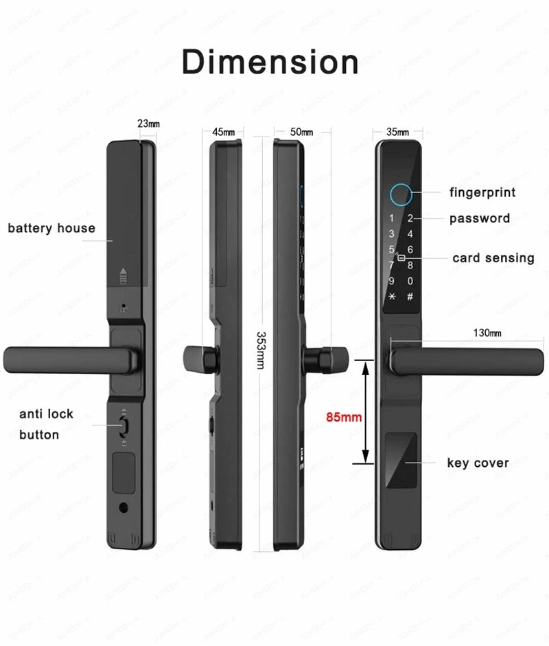 Smart Waterproof Sliding Door Lock with Bluetooth App Control