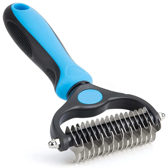 2-sided pet undercoat rake brush front view
