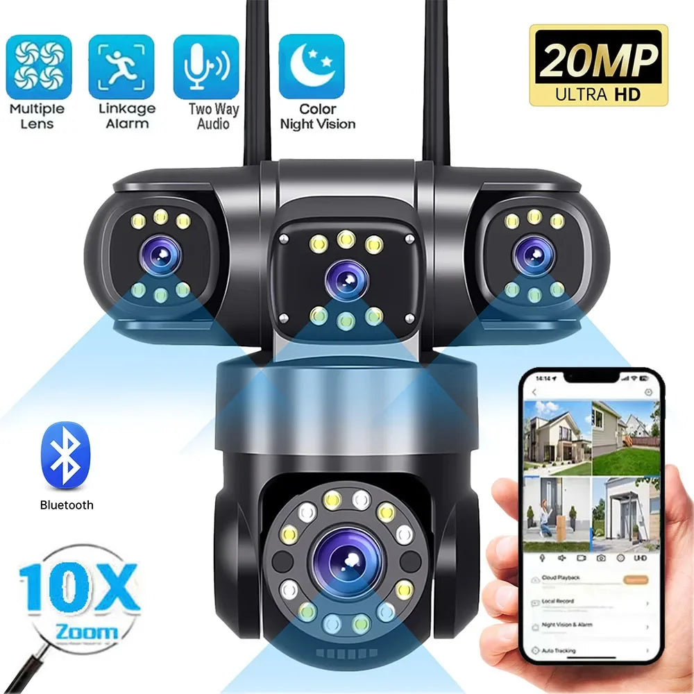 4-Lens Smart WiFi Security Camera with Color Night Vision