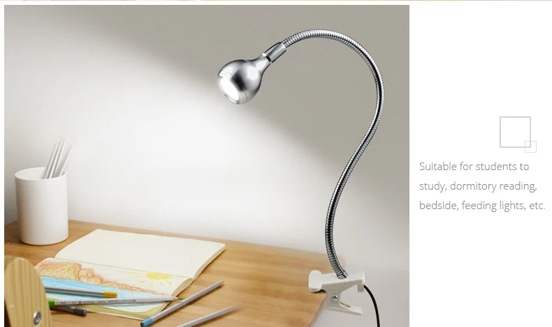 Flexible USB Clip Table Lamp – Gooseneck LED Reading Light for Desk & Bedside